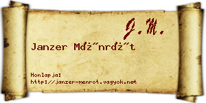 Janzer Ménrót névjegykártya